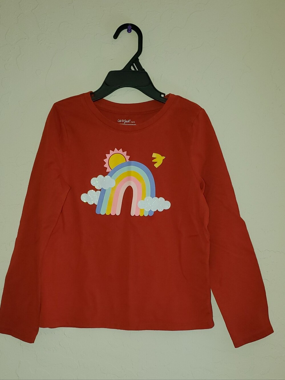 Orange Long Sleeve Shirt With Rainbow